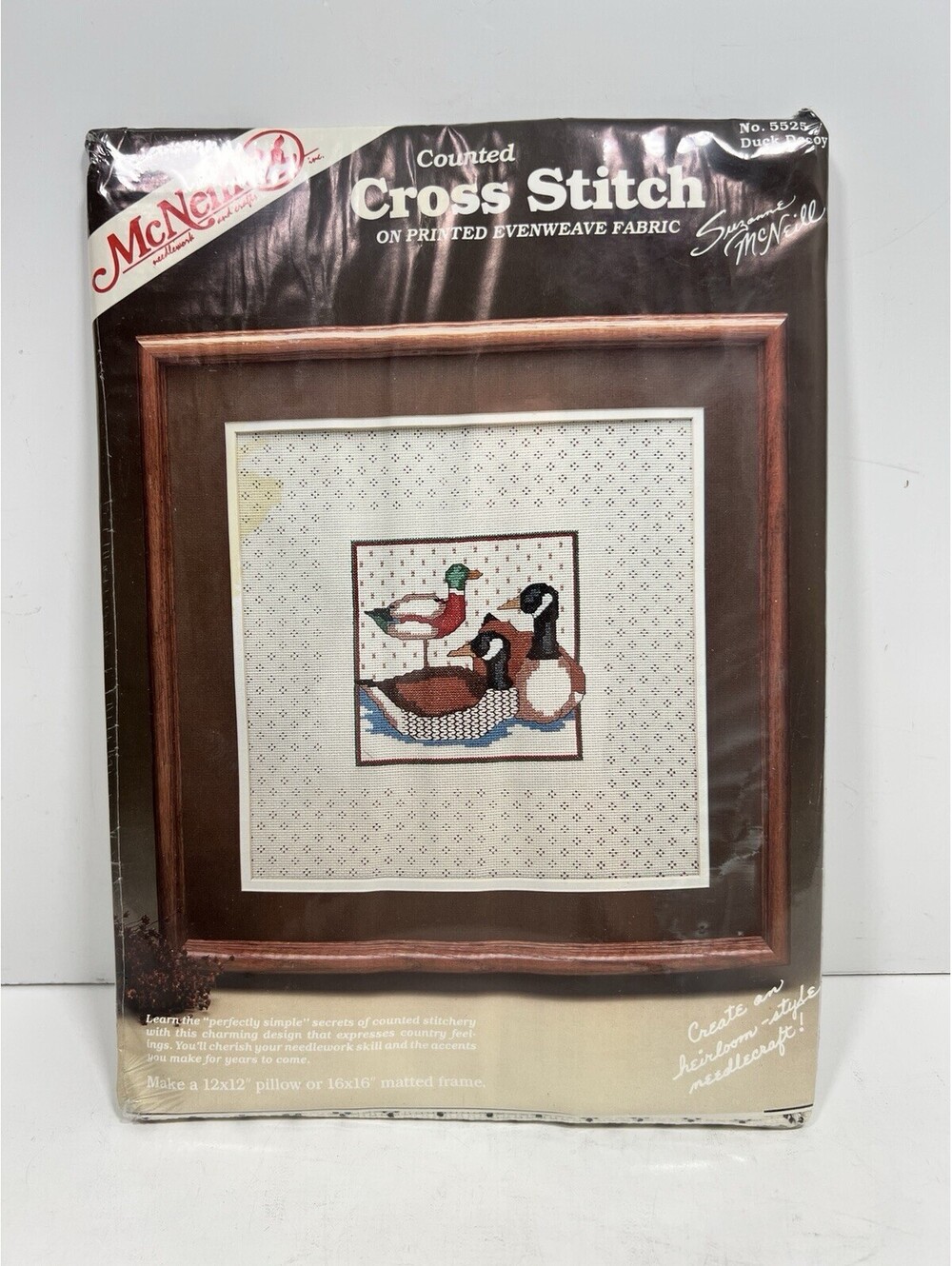 Suzanne McNeil DUCK DECOY Counted Cross Stitch Kit 12" x 12 or 16" x 16"